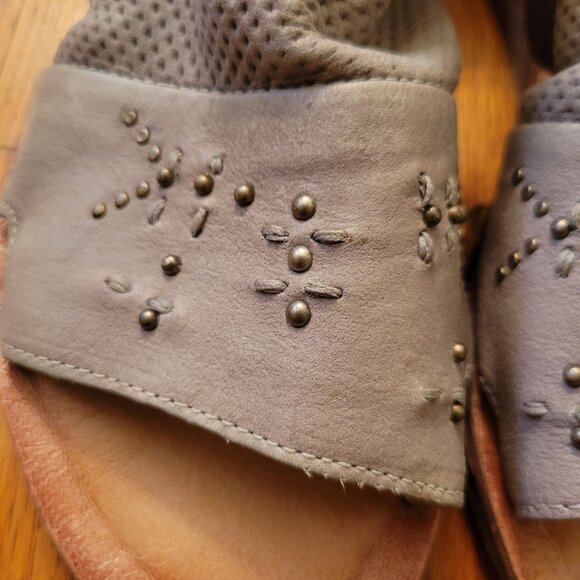 Miz Mooz 41 Gray Leather Sandals Studded Detail 9.5 10 Open Toe 9.5 10 FIFI - Picture 7 of 7